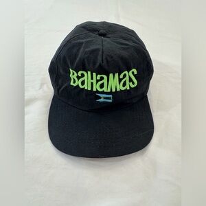 Vintage Bahamas Colorful Black Trucker Snapback Hat Travel Fish Palm Boat 00s VG